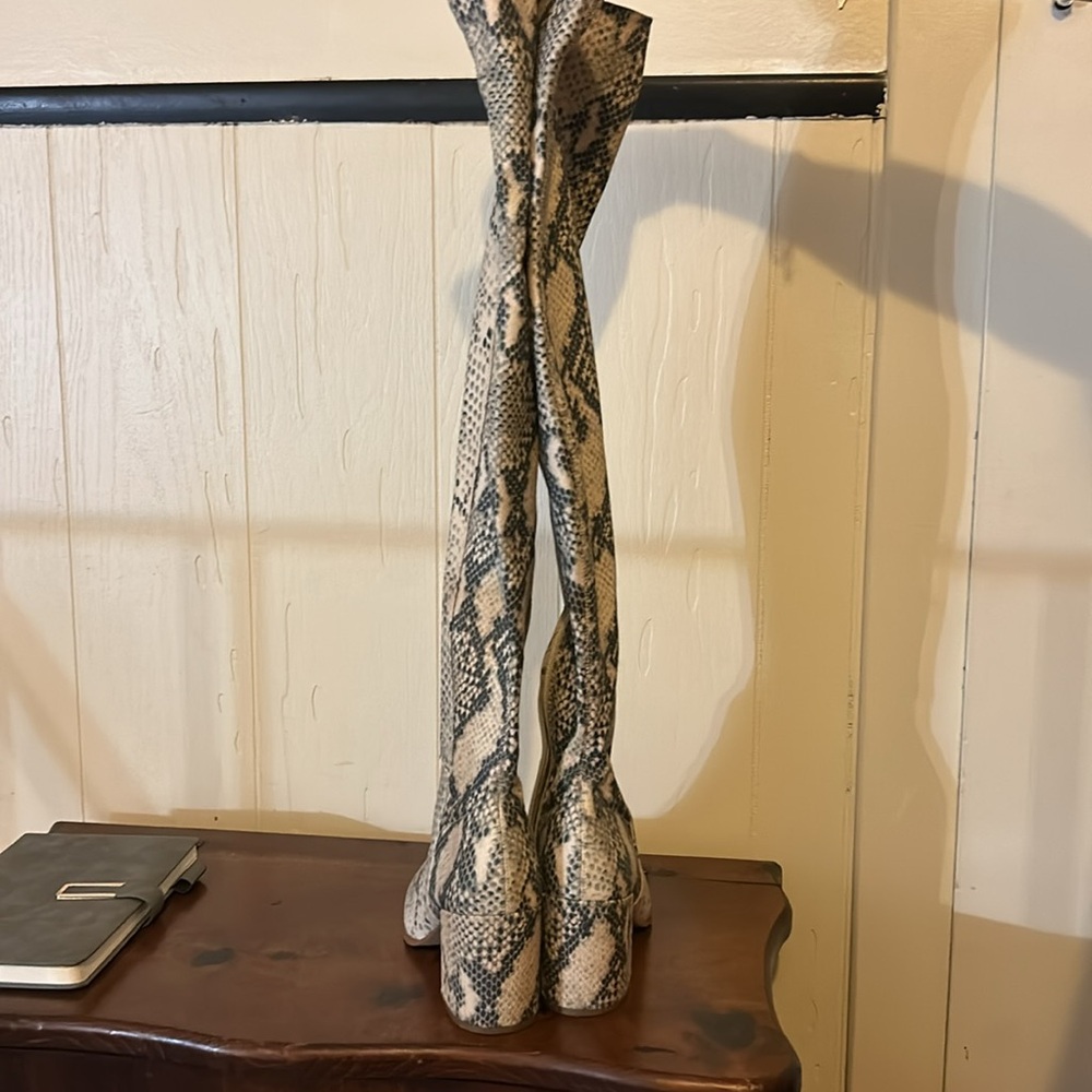 Steve Madden thigh high snake skin boots. - Picture 3 of 6